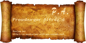 Pressburger Alfréd névjegykártya